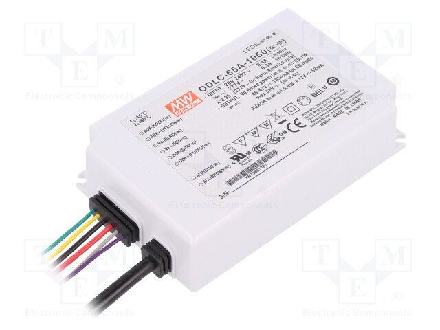 Power supply: switched-mode; LED; 65W; 46÷62VDC; 1050mA; IP67; 430g