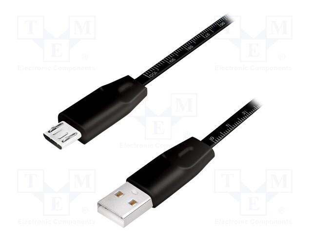 Cable; USB 2.0; USB A plug,USB B micro plug; 1m; black