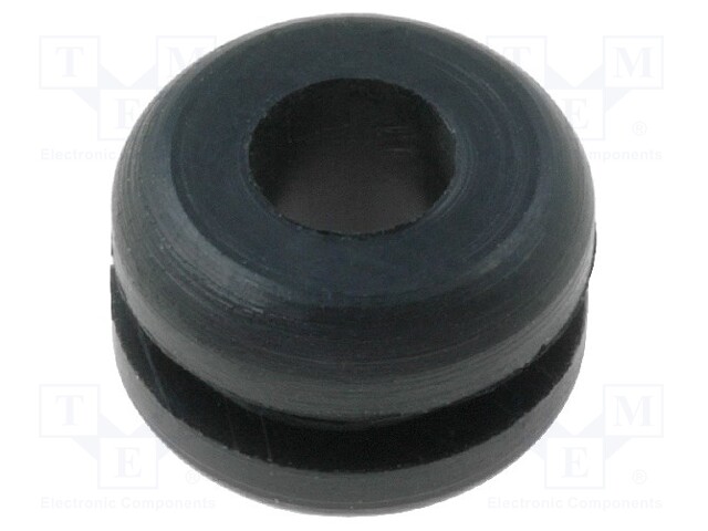 Grommet; Ømount.hole: 6.4mm; Øhole: 4mm; rubber; black