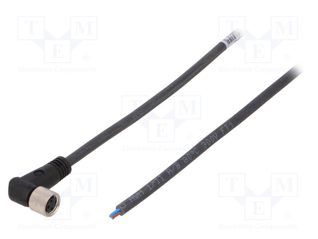 Connection lead; M8; PIN: 3; angled; 5m; plug; 60VAC; 4A; -25÷80°C