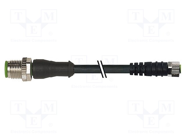 Connection lead; M12,M8; PIN: 4; 2m; plug; 60VAC; 4A; -30÷80°C; IP67