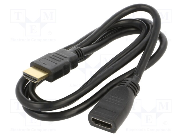 Cable; HDMI 1.4; HDMI socket,HDMI plug; 1m; black