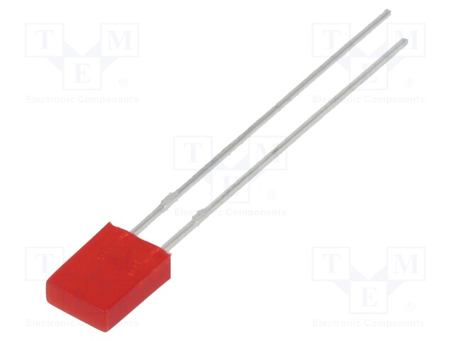 LED; rectangular; 2x5x7mm; red; 80mcd; 110°; Front: flat; 20mA