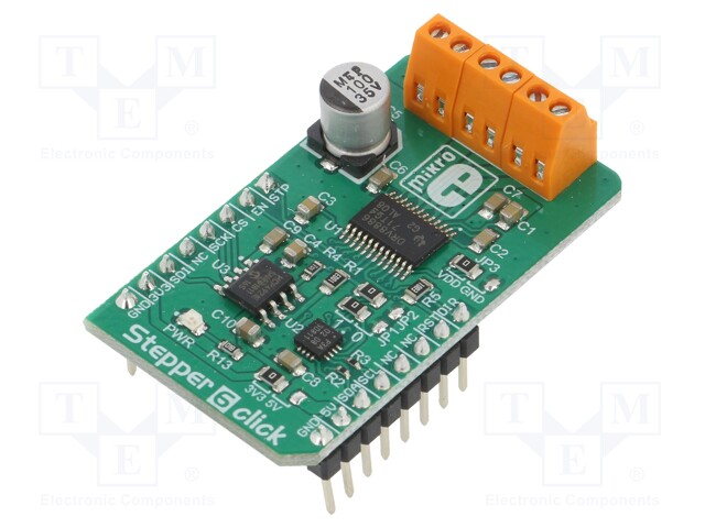 Click board; stepper motor driver; GPIO,I2C,SPI; DRV8886