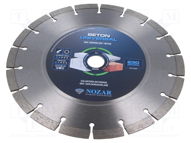 Cutting diamond wheel; Ø: 230mm; Øhole: 22.23mm