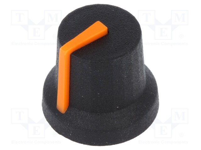 Knob; with pointer; rubber,plastic; Shaft d: 6mm; Ø16.8x14.5mm