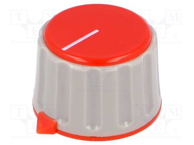 Knob; with pointer; Shaft d: 6mm; Ø29x20mm; Shaft: knurled; red