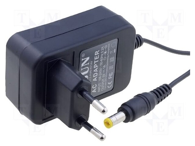 Power supply: switched-mode; 5VDC; 1A; Out: 5,5/2,1; 5W; Plug: EU