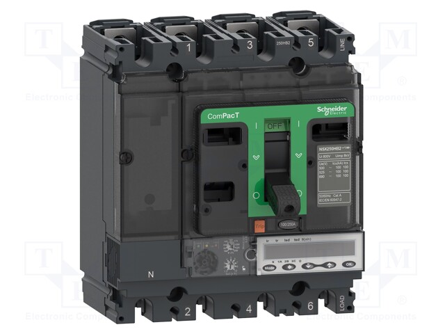 Power breaker; Poles: 4; DIN; Inom: 250A; NSX; IP40; -25÷70°C; 690VAC