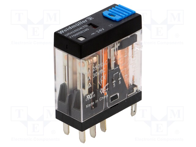 Relay: electromagnetic; DPDT; Ucoil: 24VDC; 5A/250VAC; 5A/30VDC; 5A