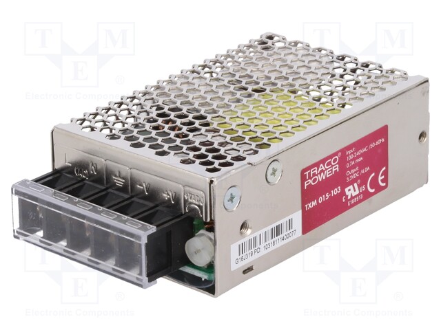 Power supply: switched-mode; modular; 15W; 3.3VDC; 79x51x28.8mm