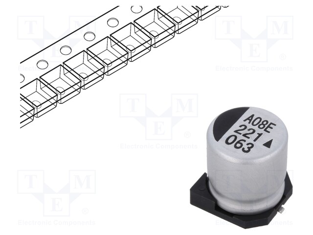 Capacitor: electrolytic; SMD; 220uF; 63VDC; Ø12.5x13.5mm; 5000h