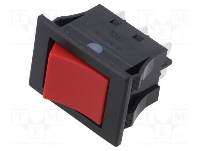 ROCKER; DPDT; Pos: 2; ON-ON; 16A/250VAC; 5A/72VDC; red; IP67; none