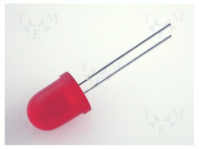 LED; 10mm; red; 40÷150mcd; 60°; Front: convex