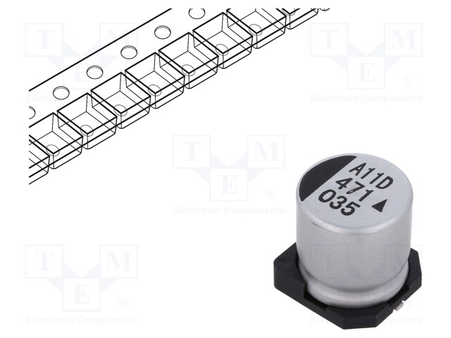 Capacitor: electrolytic; SMD; 470uF; 35VDC; Ø12.5x13.5mm; 5000h