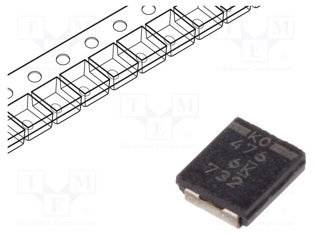 Capacitor: tantalum-polymer; 47uF; 6.3VDC; Case: T; 1411; ESR: 70mΩ