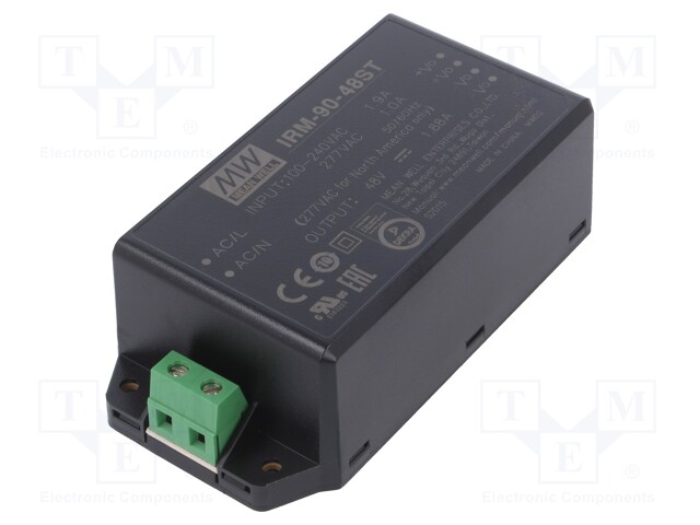 Power supply: switched-mode; modular; 90W; 48VDC; 109x52x33.5mm