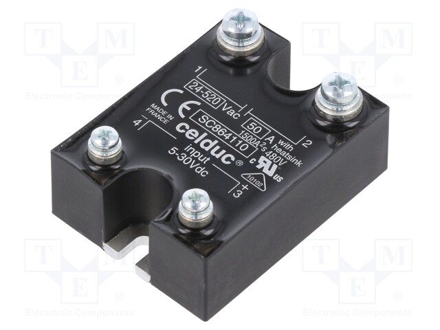 Relay: solid state; Ucntrl: 5÷30VDC; 50A; 24÷520VAC; -40÷100°C
