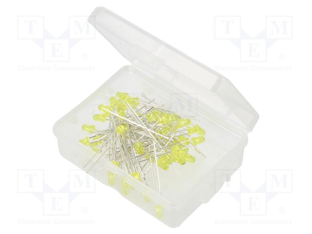 Kit: LED; 3mm; THT; 50pcs; yellow; 3÷15V; Kit: LED diode yellow x50