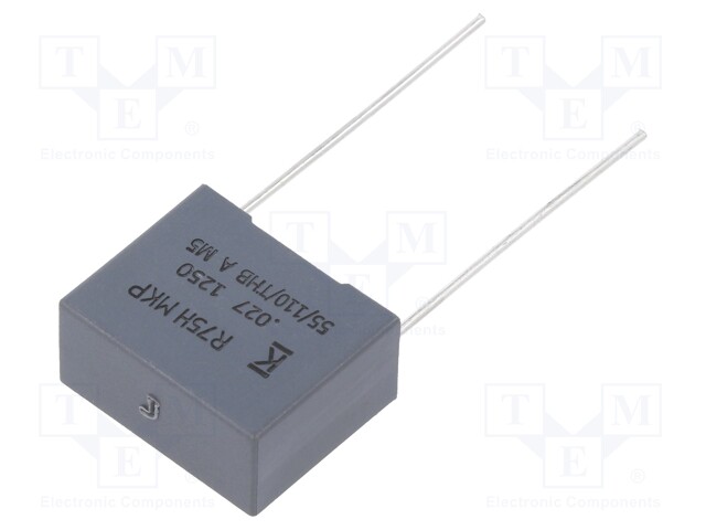 DC Film Capacitor, 0.027 µF, 1.25 kV, Metallized PP, ± 5%, R75H Series, Radial Box