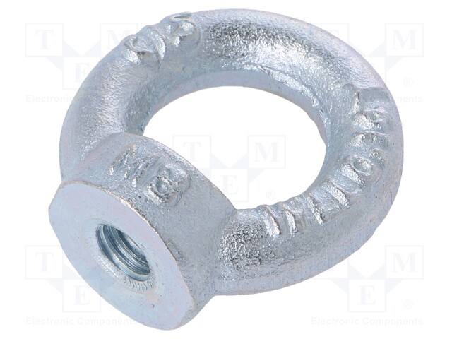 Lifting eye nut; eye; M8; steel; Plating: zinc; DIN: 582; 20mm