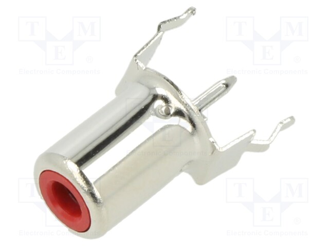 Socket; RCA; female; straight; THT; nickel plated; Marker: red