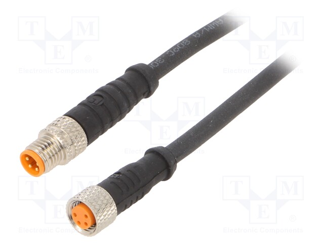 Connection lead; M8; PIN: 4; 2m; plug; 50VAC; 4A; -25÷80°C; IP67