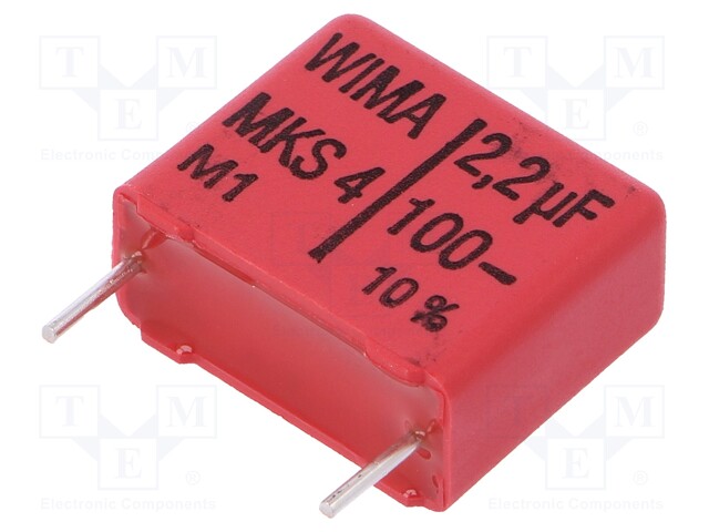 Capacitor: polyester; 2.2uF; 63VAC; 100VDC; Pitch: 15mm; ±10%