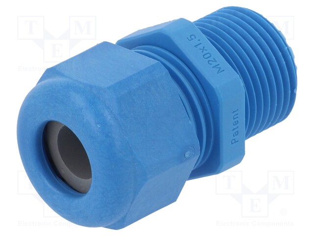 Cable gland; with long thread; M20; IP68; Mat: polyamide; blue