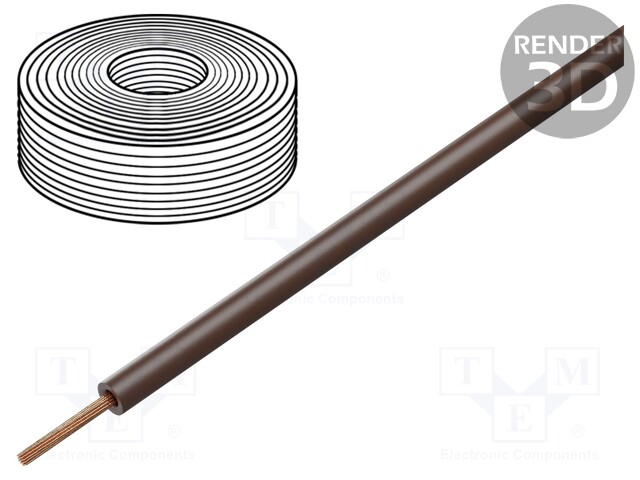 Wire; stranded; Cu; 1x0,25mm2; PVC; brown; 100V; -10÷85°C; 10m