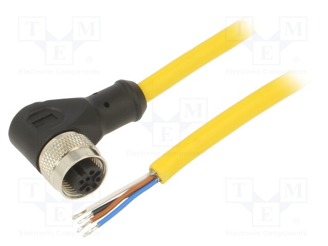 Connection lead; M12; PIN: 4; angled; 10m; plug; 250VAC; 4A; PVC; IP68