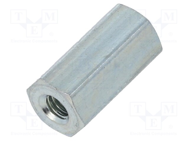 Screwed spacer sleeve; Int.thread: M2,5; 10mm; hexagonal; steel