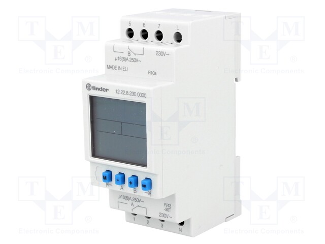 Programmable time switch; Range: 1min÷7days; DPDT; 230VAC; DIN