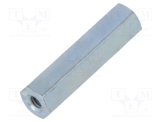 Screwed spacer sleeve; Int.thread: M2,5; 20mm; hexagonal; steel