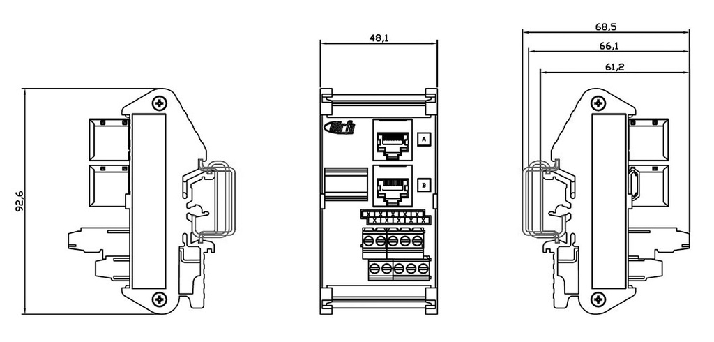 Transition module; screw terminal,RJ45 x2; Temp: -20÷60°C; 1A