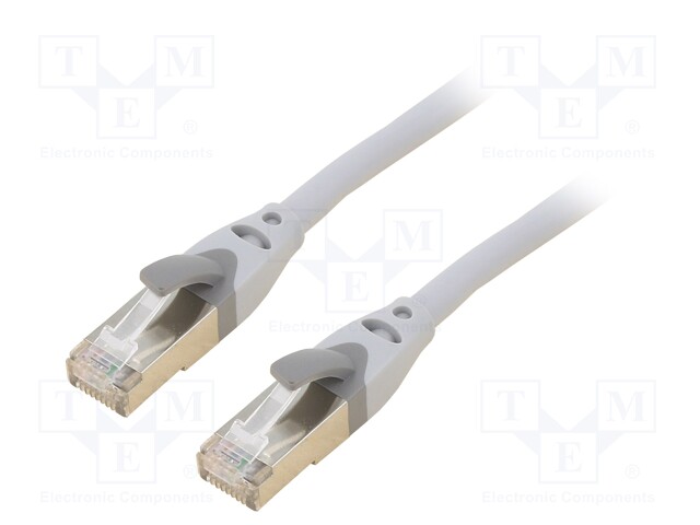 Patch cord; S/FTP; 6a; OFC; PVC; grey; 3m; RJ45 plug,both sides