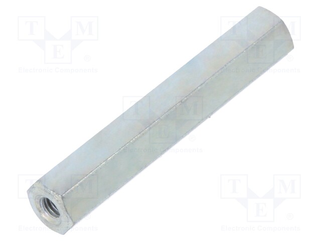 Screwed spacer sleeve; Int.thread: M3; 35mm; hexagonal; steel