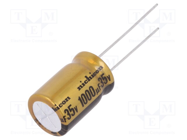 Capacitor: electrolytic; THT; 1000uF; 35VDC; Ø12.5x20mm; Pitch: 5mm