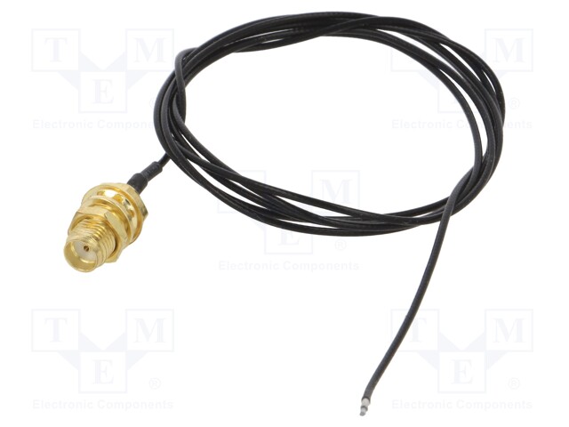 Cable; 50Ω; 1m; wires,SMA socket; black; straight