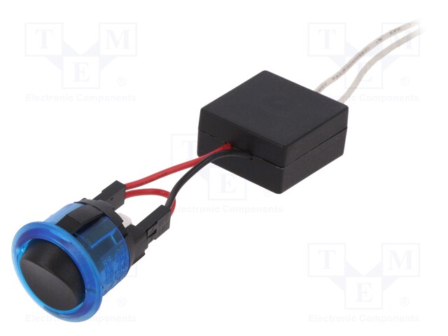 ROCKER; SPST; Pos: 2; OFF-ON; 10A/250VAC; black; LED; 50mΩ; Body: blue