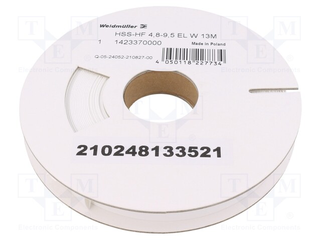 Heat shrink sleeve; glueless; 2: 1; 9.5mm; L: 13m; white