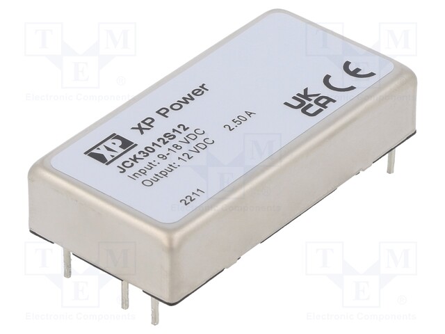 Isolated Board Mount DC/DC Converter, 2:1 Input, ITE, 1 Output, 30 W, 12 V, 2.5 A