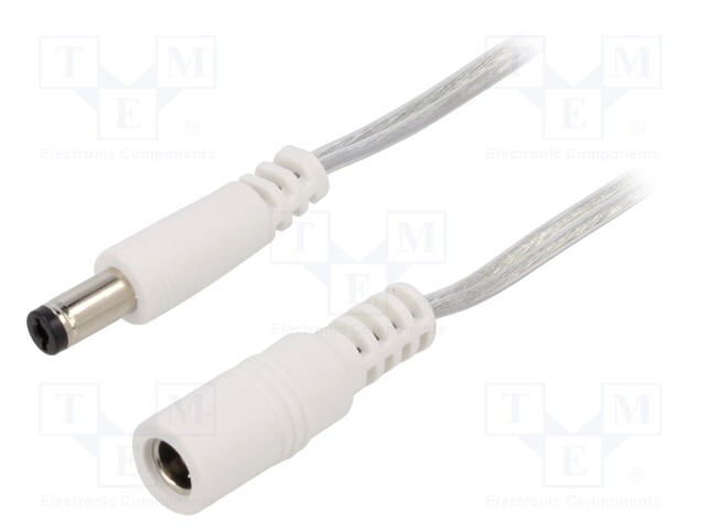 Cable; DC 5,5/2,1 plug,DC 5,5/2,1 socket; straight; 0.5mm2; 2m