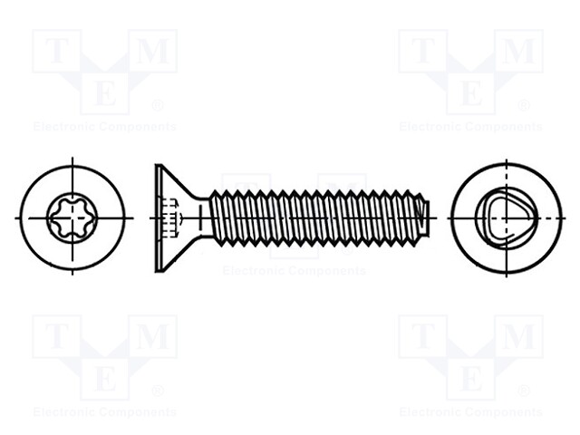 Screw; 2,5x8; Head: countersunk; Torx®; A2 stainless steel