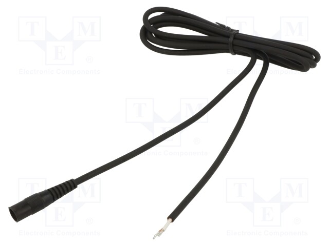 Cable; wires,DC 5,5/2,1 socket; straight; 0.75mm2; black; 2m