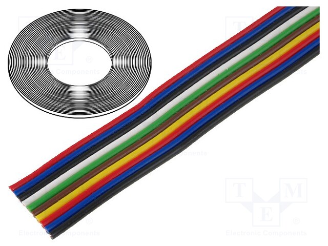 Wire: ribbon; stranded; Cu; 10x0,5mm2; unshielded; PVC; 150V; 50m