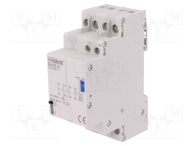 Relay: installation; bistable; NC + NO x3; Ucoil: 230VAC; 32A; IP20