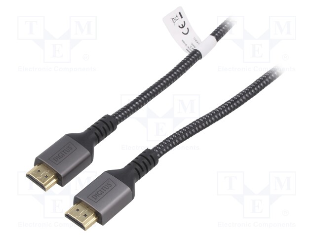 Cable; HDCP 2.2,HDMI 2.1; HDMI plug,both sides; textile; 3m