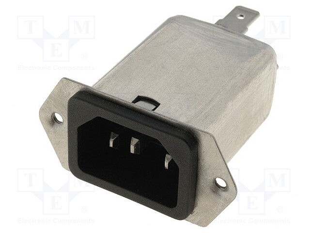 Connector: AC supply; socket; male; 15A; 250VAC; IEC 60320; 0.1mH