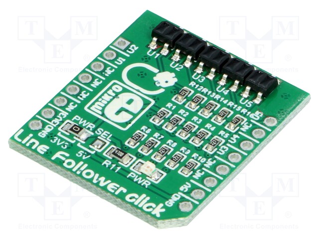 Click board; reflective photointerrupter; UART; QRE1113